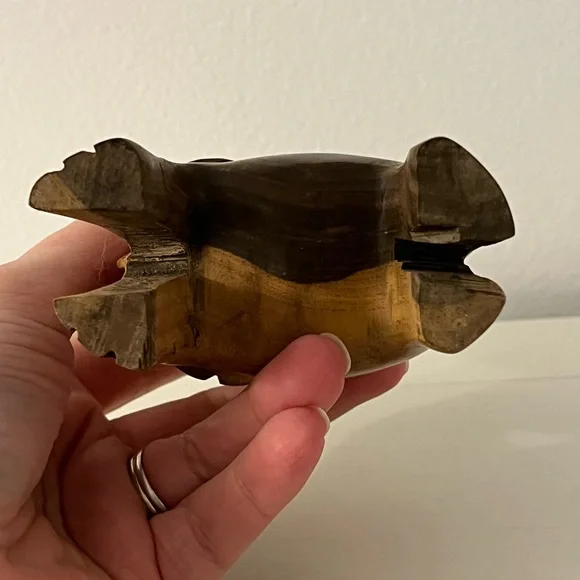 Vintage Hand Carved Wooden Elephant With Raised Trunk Good Luck Animal Figurine - Picture 3 of 10